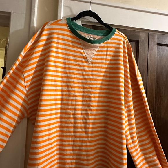 NWOT free people Large striped crewneck orange and green- never worn - Picture 3 of 5